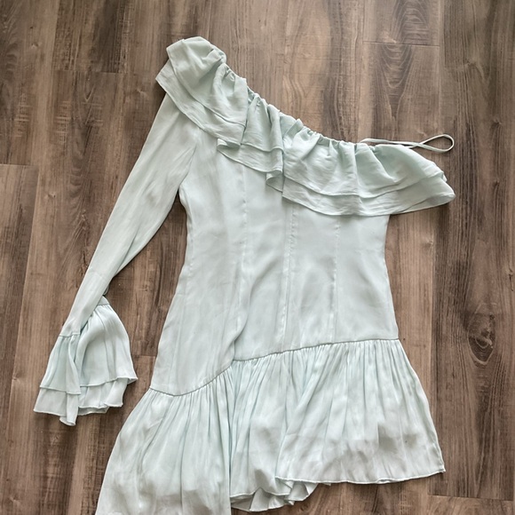 NBD Young Ma Dress Baby Blue M Ruffles Revolve Asymmetrical - Picture 6 of 6